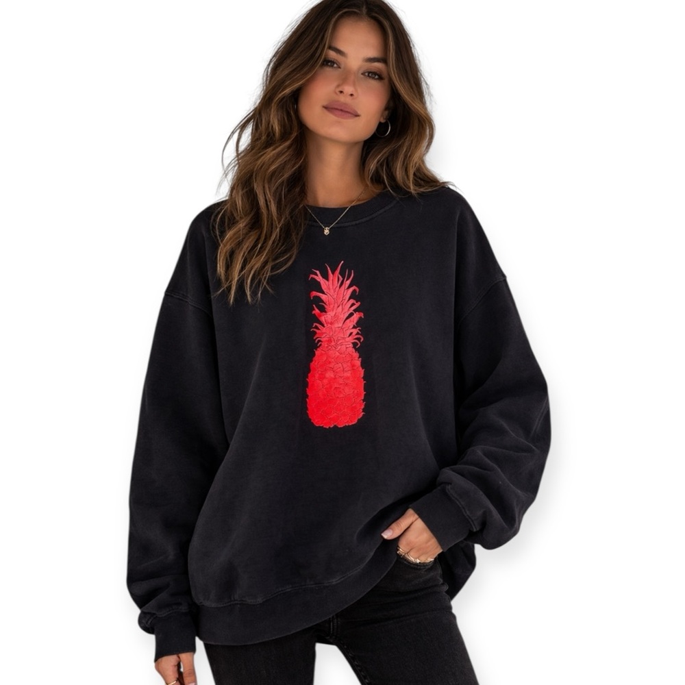 RARE! LULULEMON Hawaiian Pineapple Logo Perfeftlh Oversized Crew Neck Sweatshirt